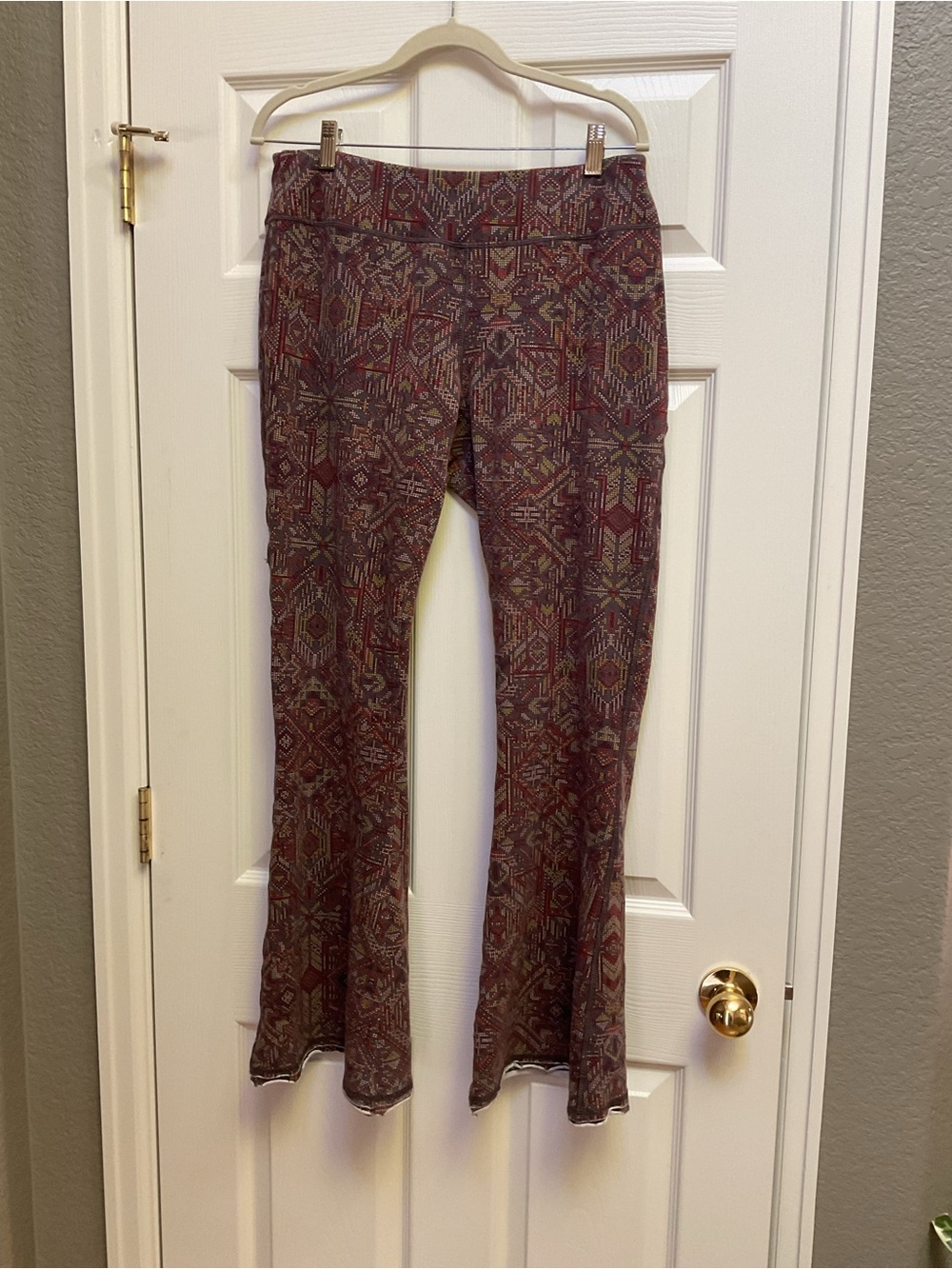 Prana Burgundy Patterned Flare Pants